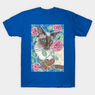 Siamese cat flowers T-Shirt